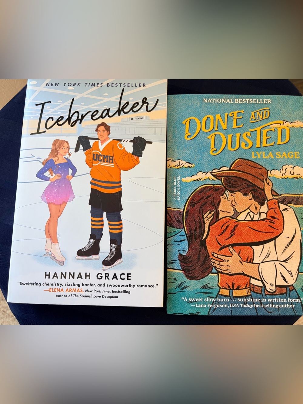 Two used romance paperback books - Icebreaker, Done and Dusted
